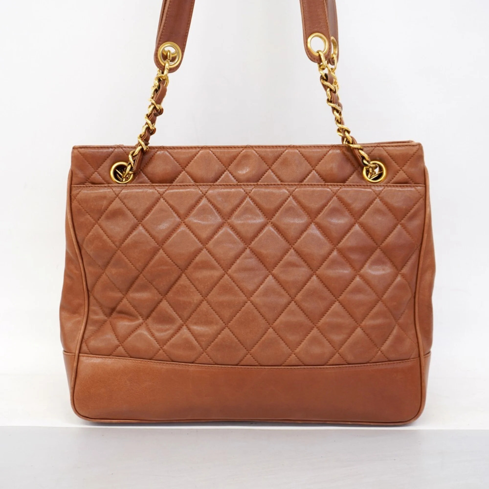 CHANEL Brown Lambskin Leather Tote Bag - Picture 11 of 12